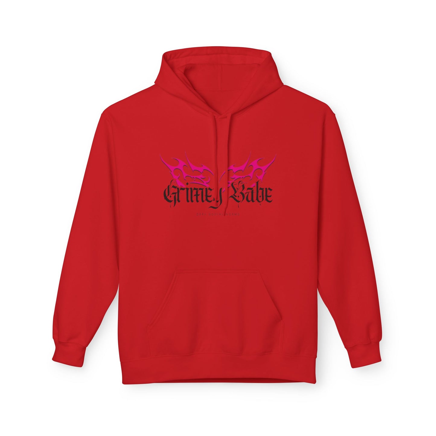 Grimey Babe Logo Gothic Flame Hoodie — Streetwear Graphic Pullover