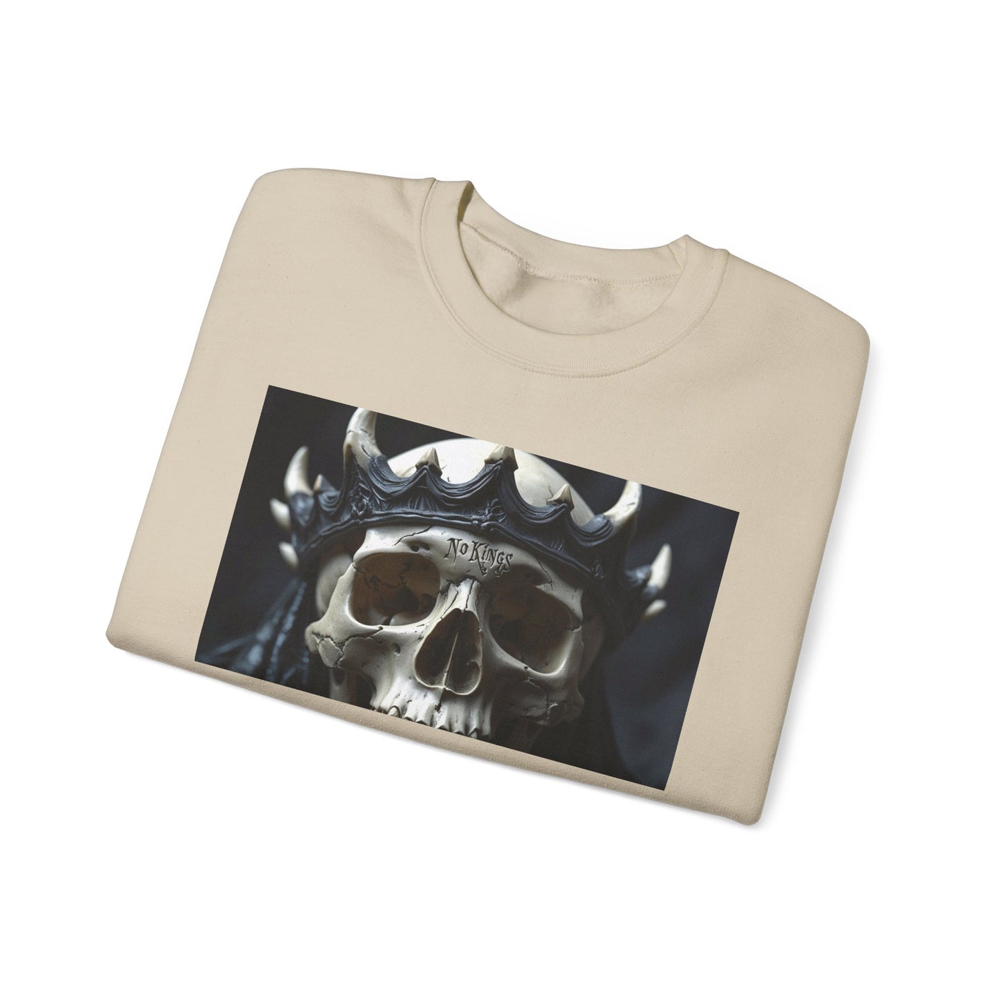 Skull No King's Crewneck Sweatshirt — Gothic Skull Graphic Pullover