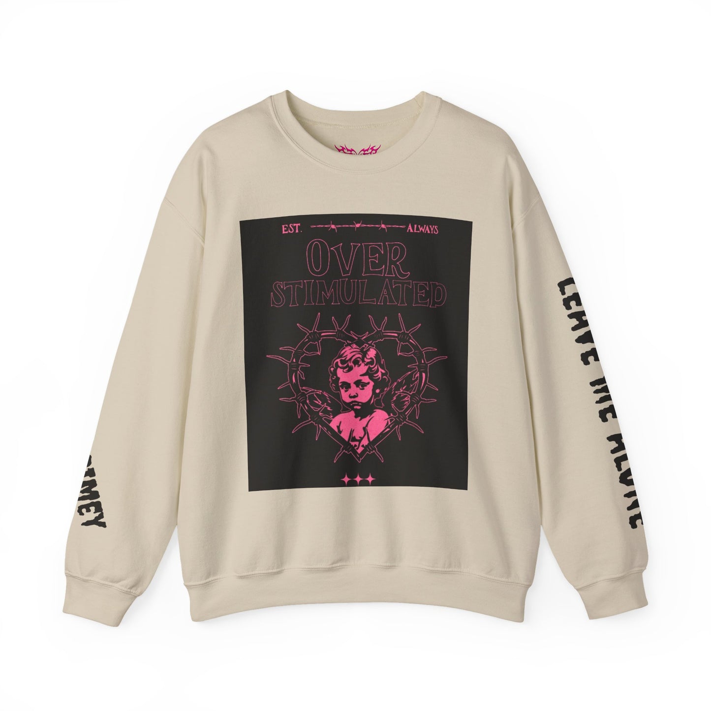 overstimulated  Crewneck Sweatshirt — 'leave me alone' Gothic Rose Design