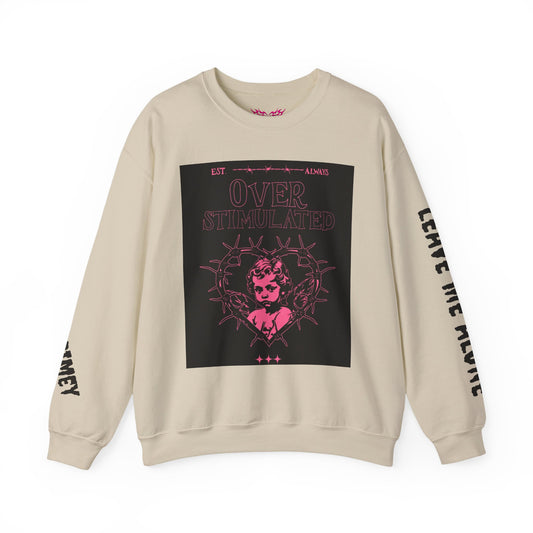 overstimulated  Crewneck Sweatshirt — 'leave me alone' Gothic Rose Design