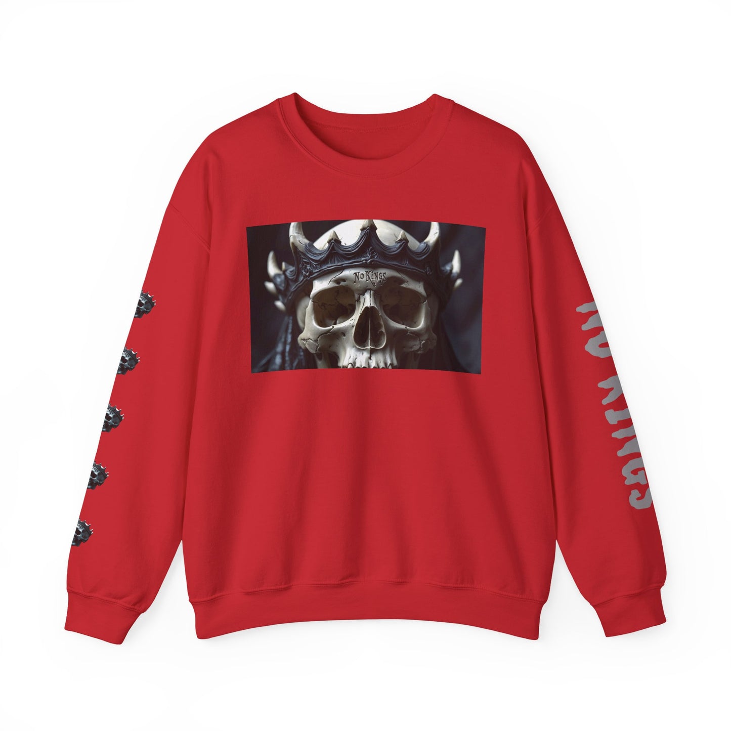 Skull No King's Crewneck Sweatshirt — Gothic Skull Graphic Pullover