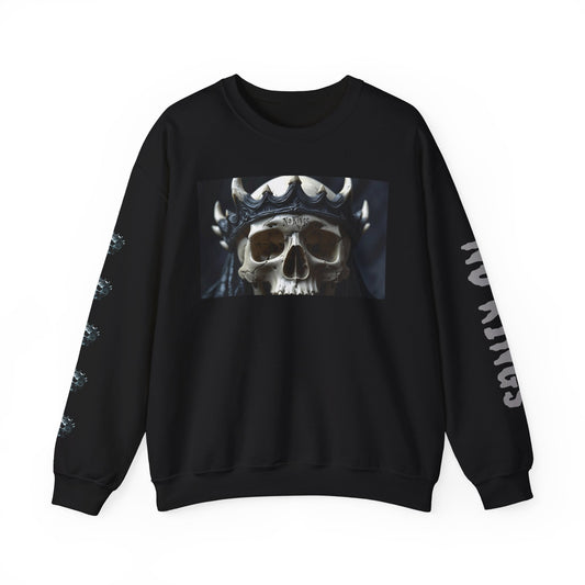 Skull No King's Crewneck Sweatshirt — Gothic Skull Graphic Pullover