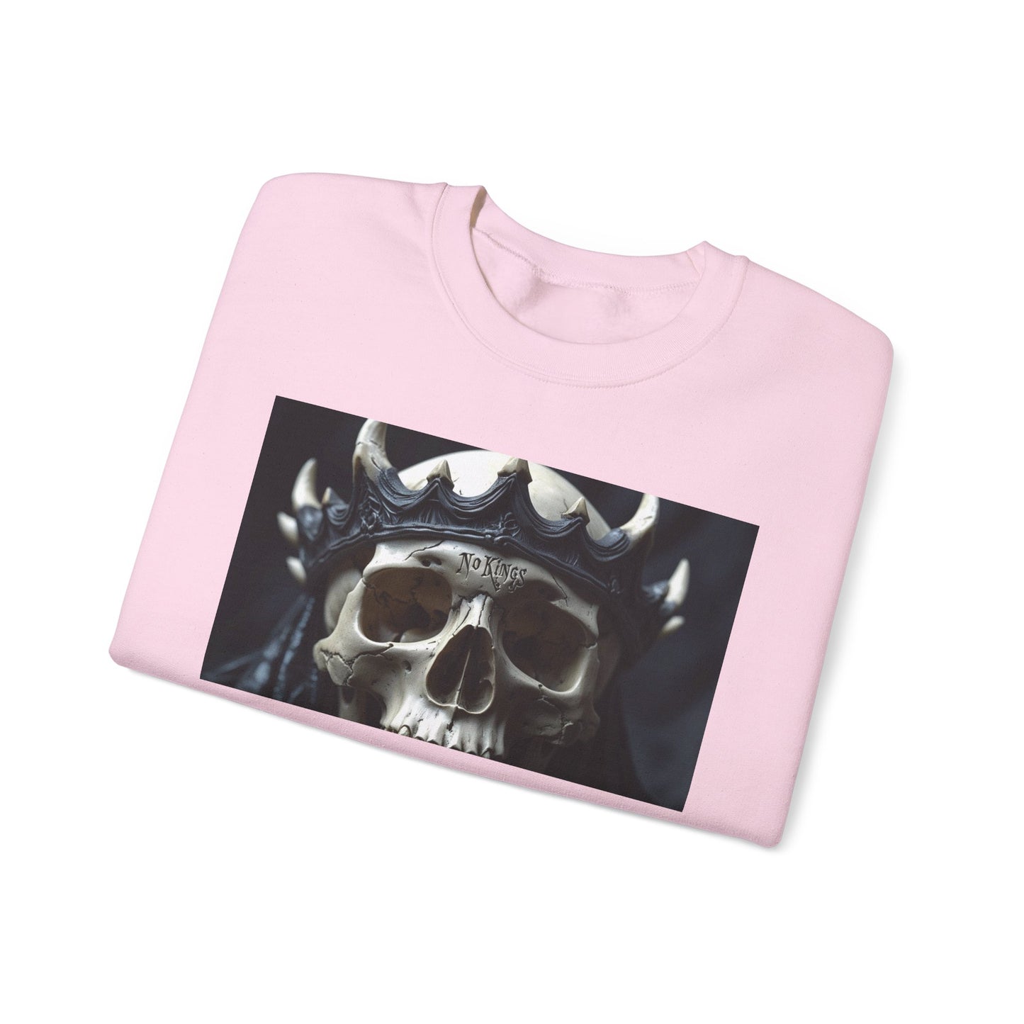 Skull No King's Crewneck Sweatshirt — Gothic Skull Graphic Pullover