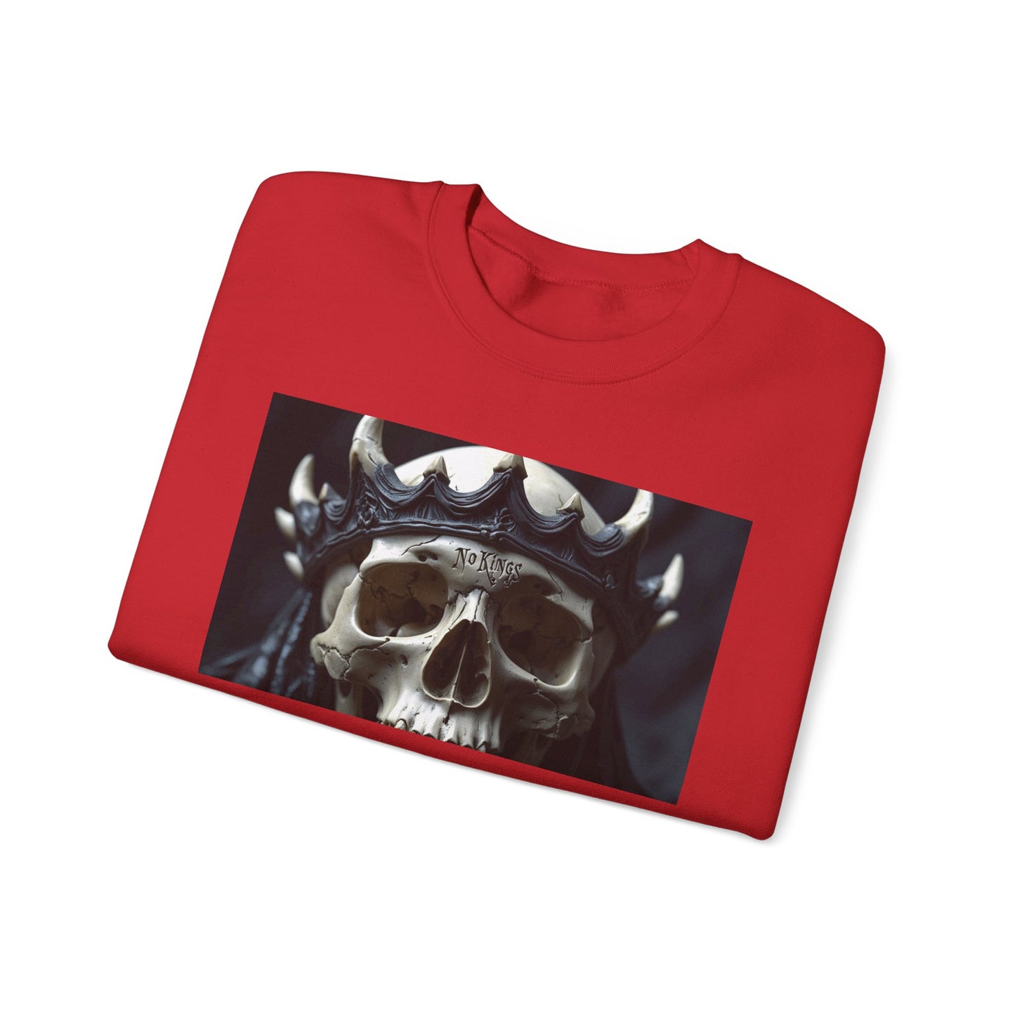 Skull No King's Crewneck Sweatshirt — Gothic Skull Graphic Pullover