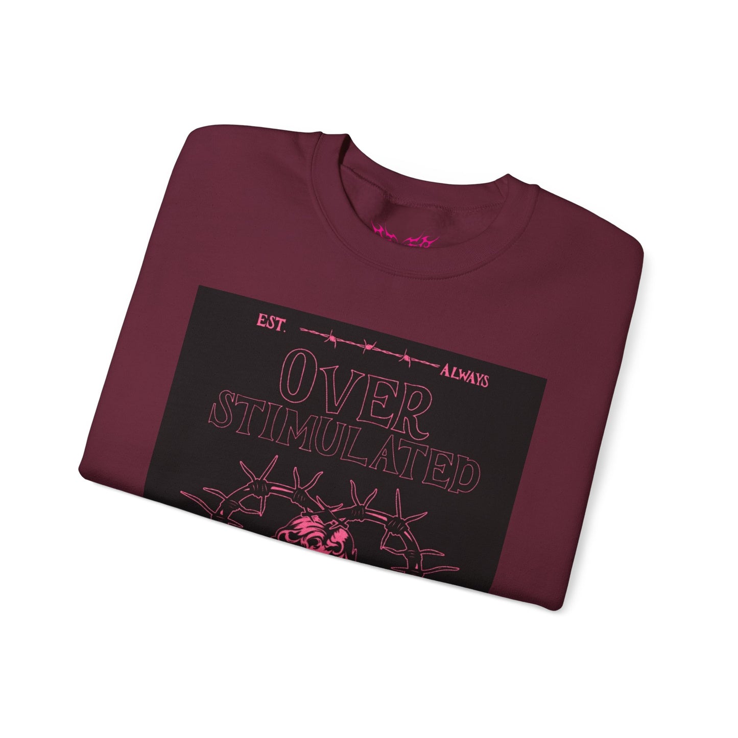 overstimulated  Crewneck Sweatshirt — 'leave me alone' Gothic Rose Design