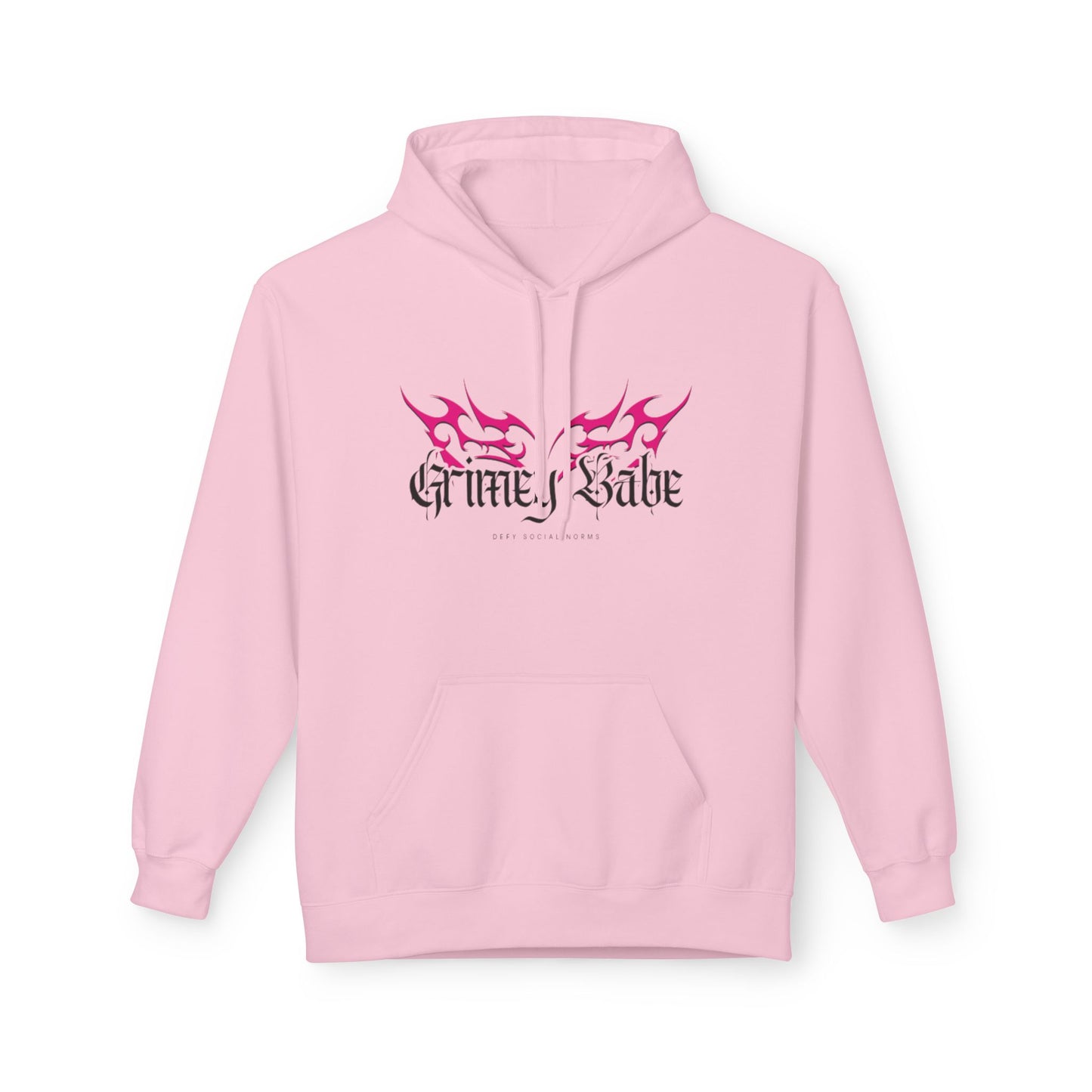 Grimey Babe Logo Gothic Flame Hoodie — Streetwear Graphic Pullover