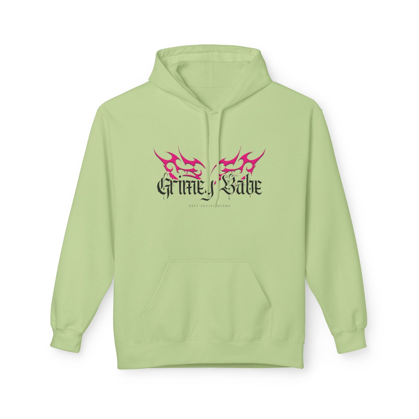 Grimey Babe Logo Gothic Flame Hoodie — Streetwear Graphic Pullover