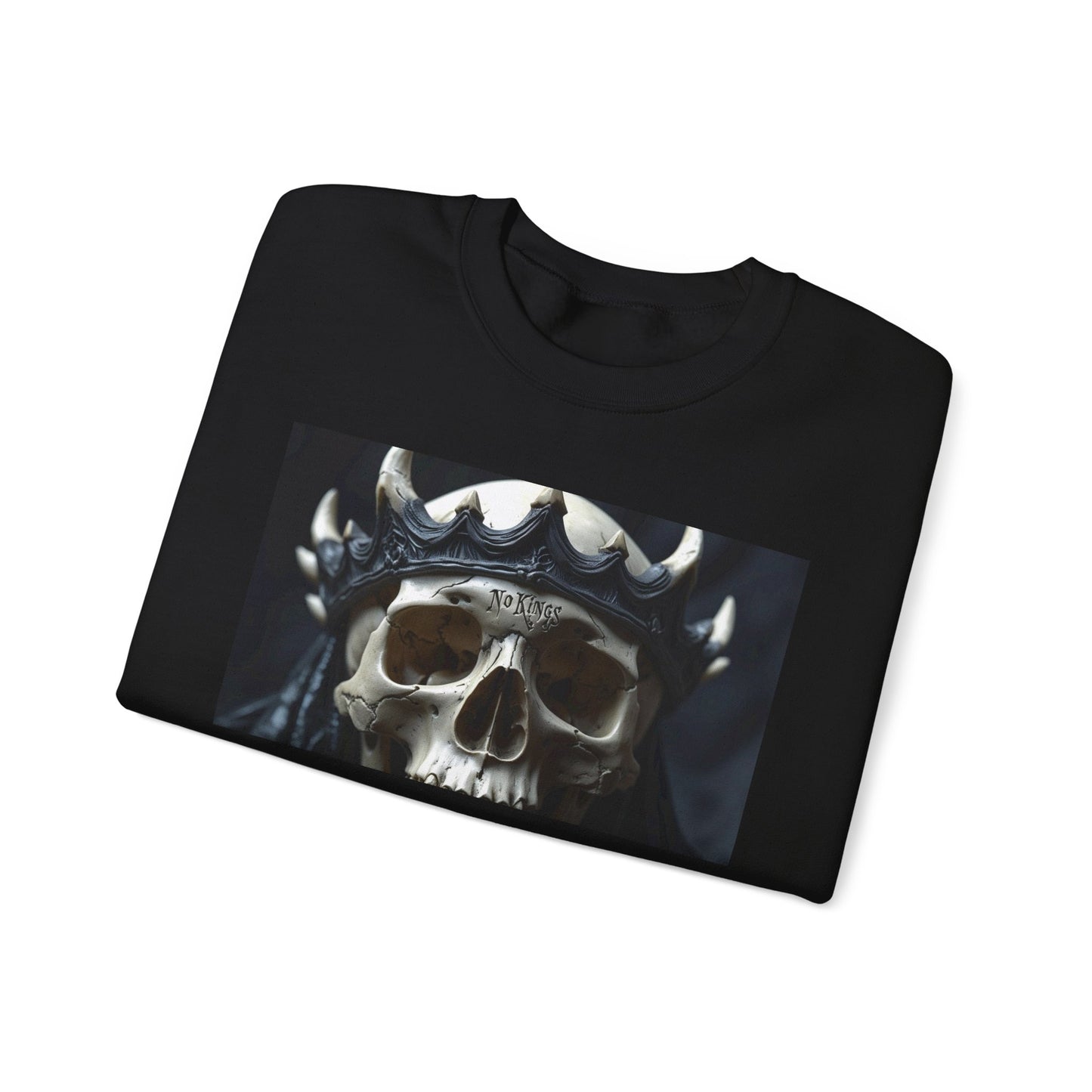 Skull No King's Crewneck Sweatshirt — Gothic Skull Graphic Pullover