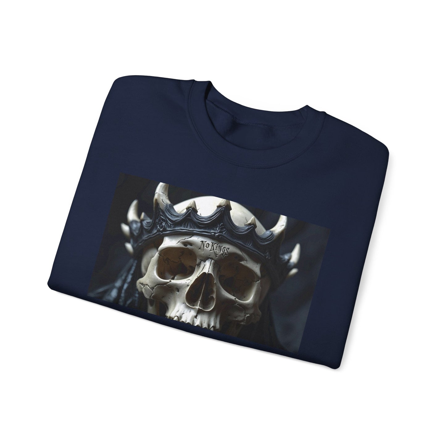 Skull No King's Crewneck Sweatshirt — Gothic Skull Graphic Pullover