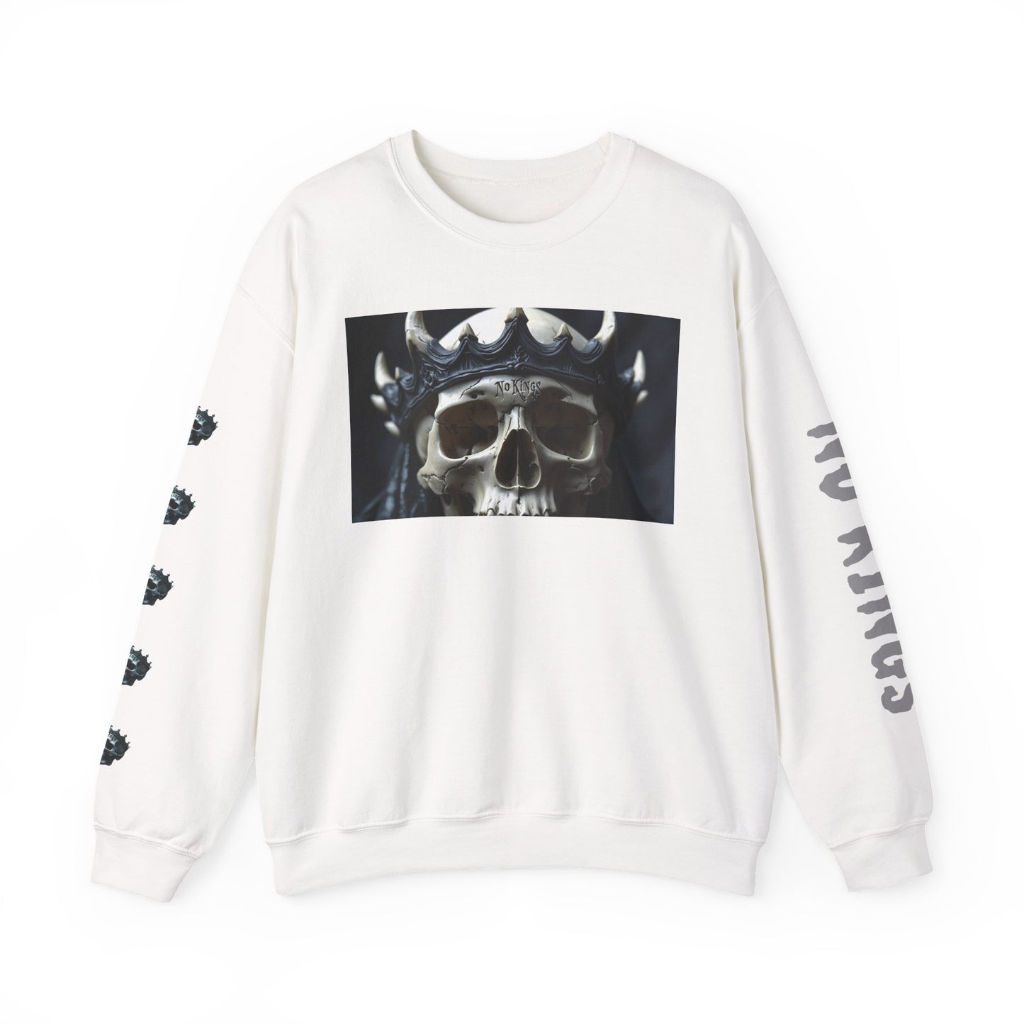 Skull No King's Crewneck Sweatshirt — Gothic Skull Graphic Pullover