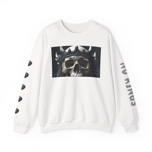 Skull No King's Crewneck Sweatshirt — Gothic Skull Graphic Pullover