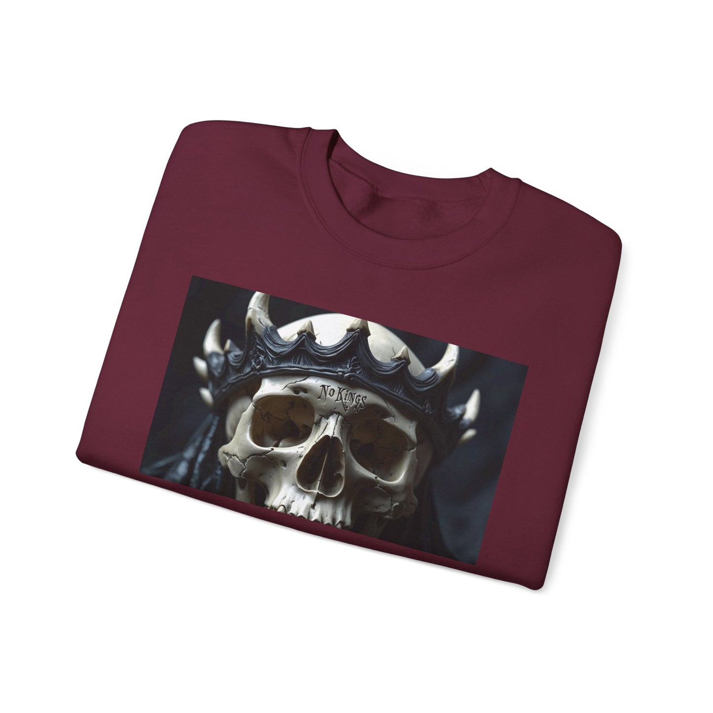 Skull No King's Crewneck Sweatshirt — Gothic Skull Graphic Pullover