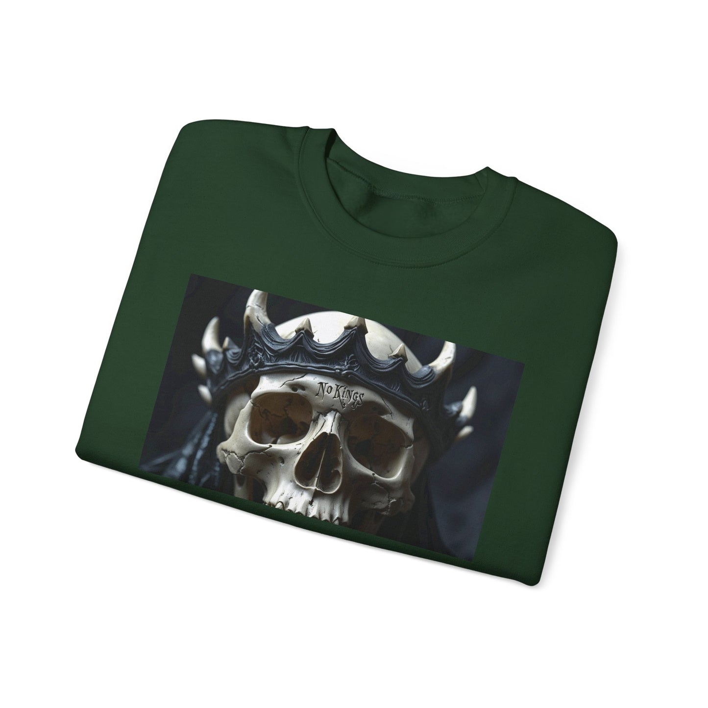 Skull No King's Crewneck Sweatshirt — Gothic Skull Graphic Pullover