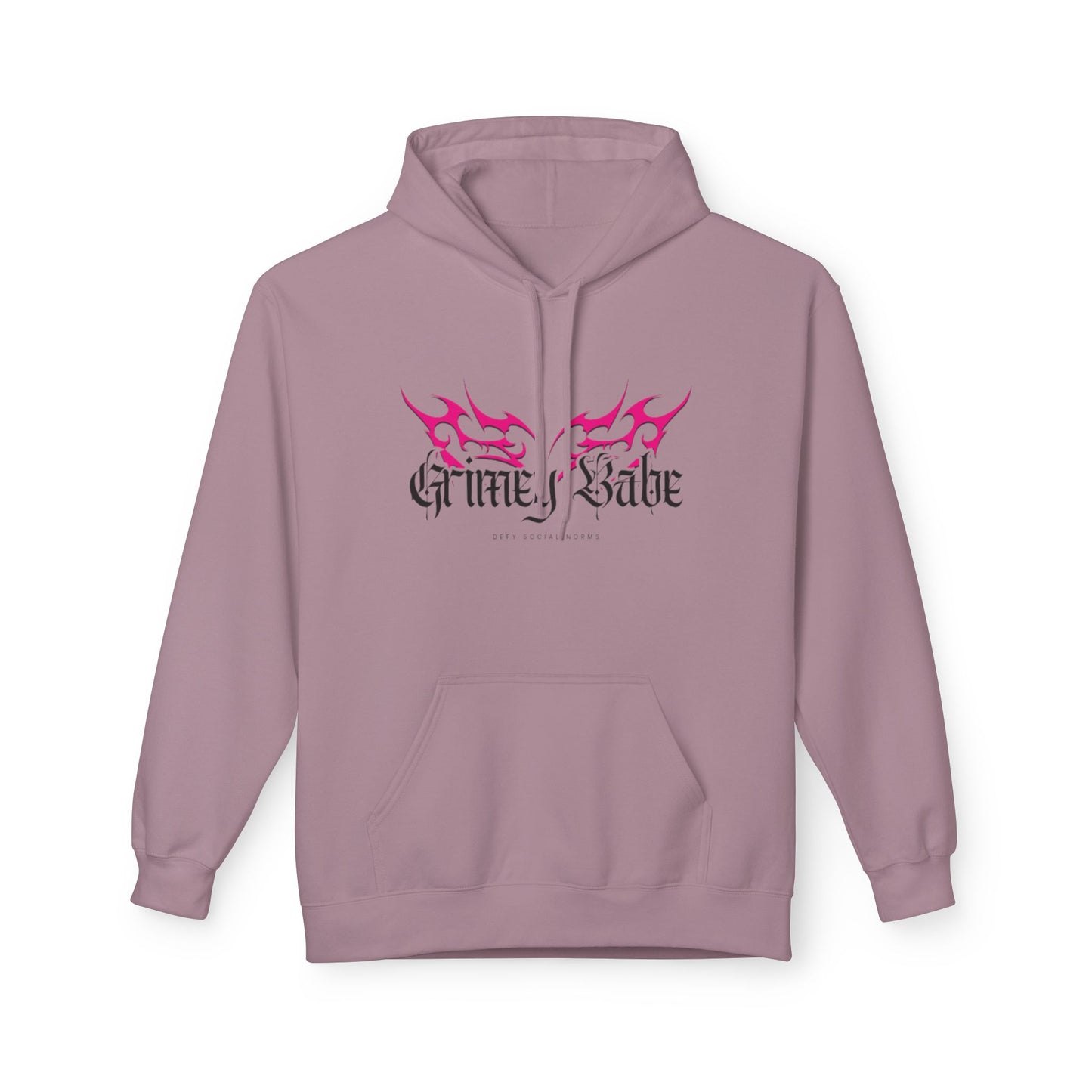 Grimey Babe Logo Gothic Flame Hoodie — Streetwear Graphic Pullover