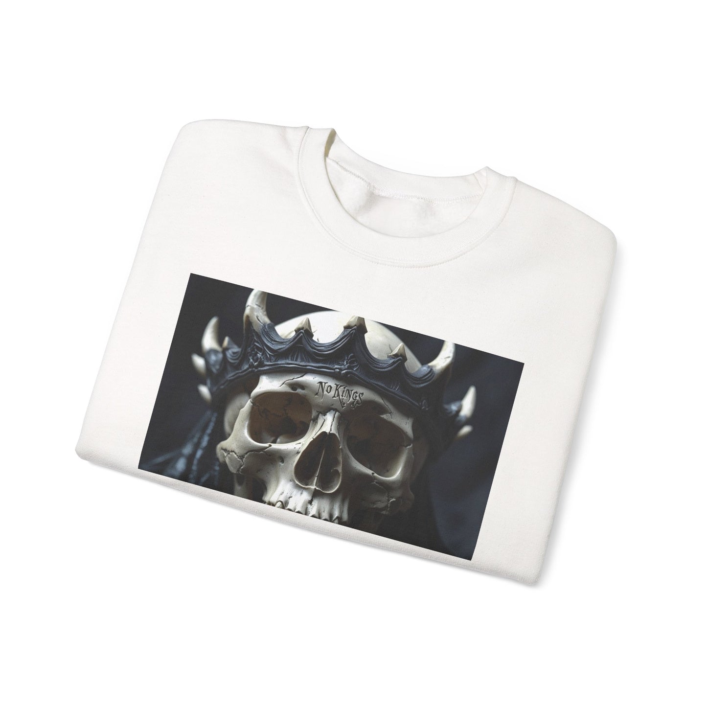 Skull No King's Crewneck Sweatshirt — Gothic Skull Graphic Pullover