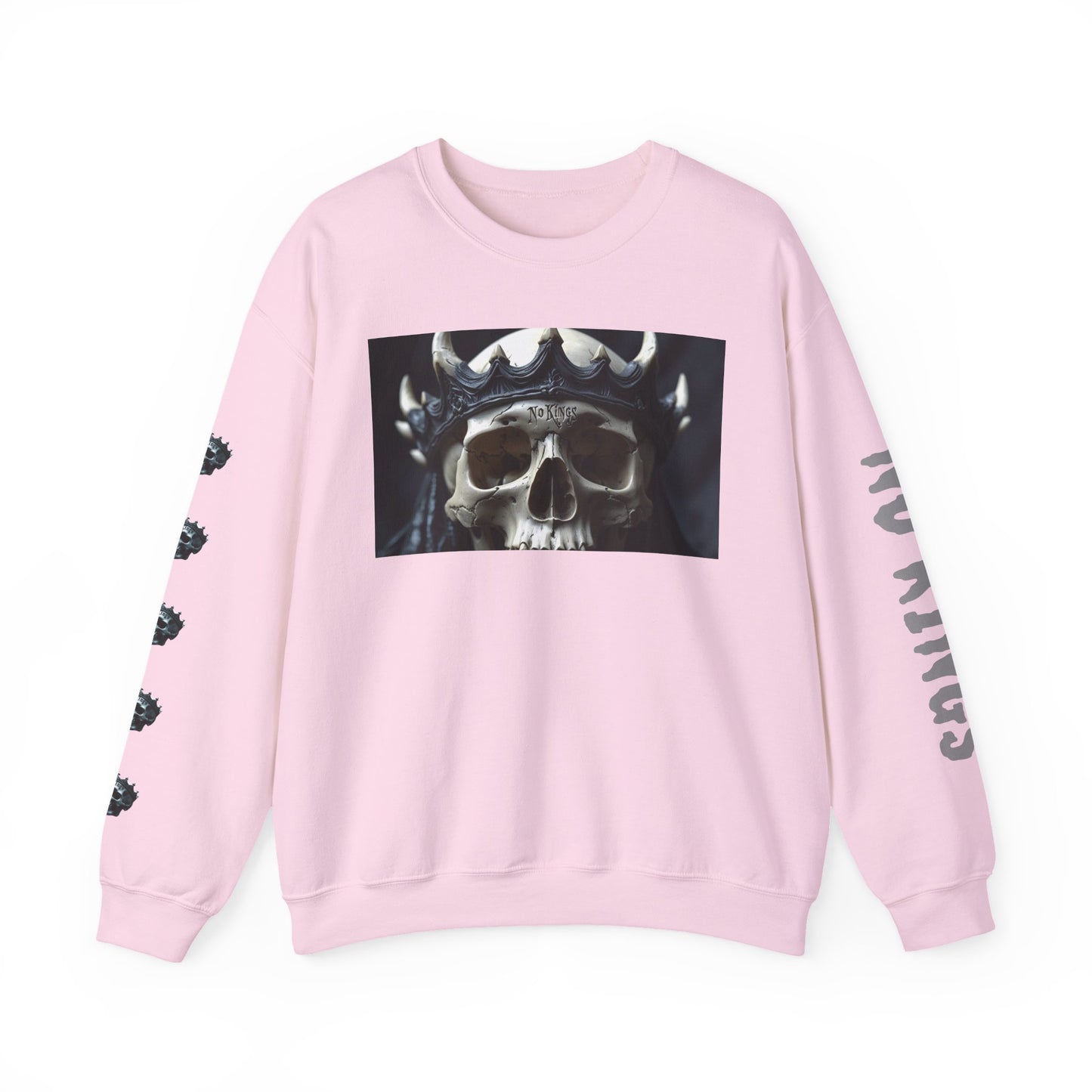 Skull No King's Crewneck Sweatshirt — Gothic Skull Graphic Pullover