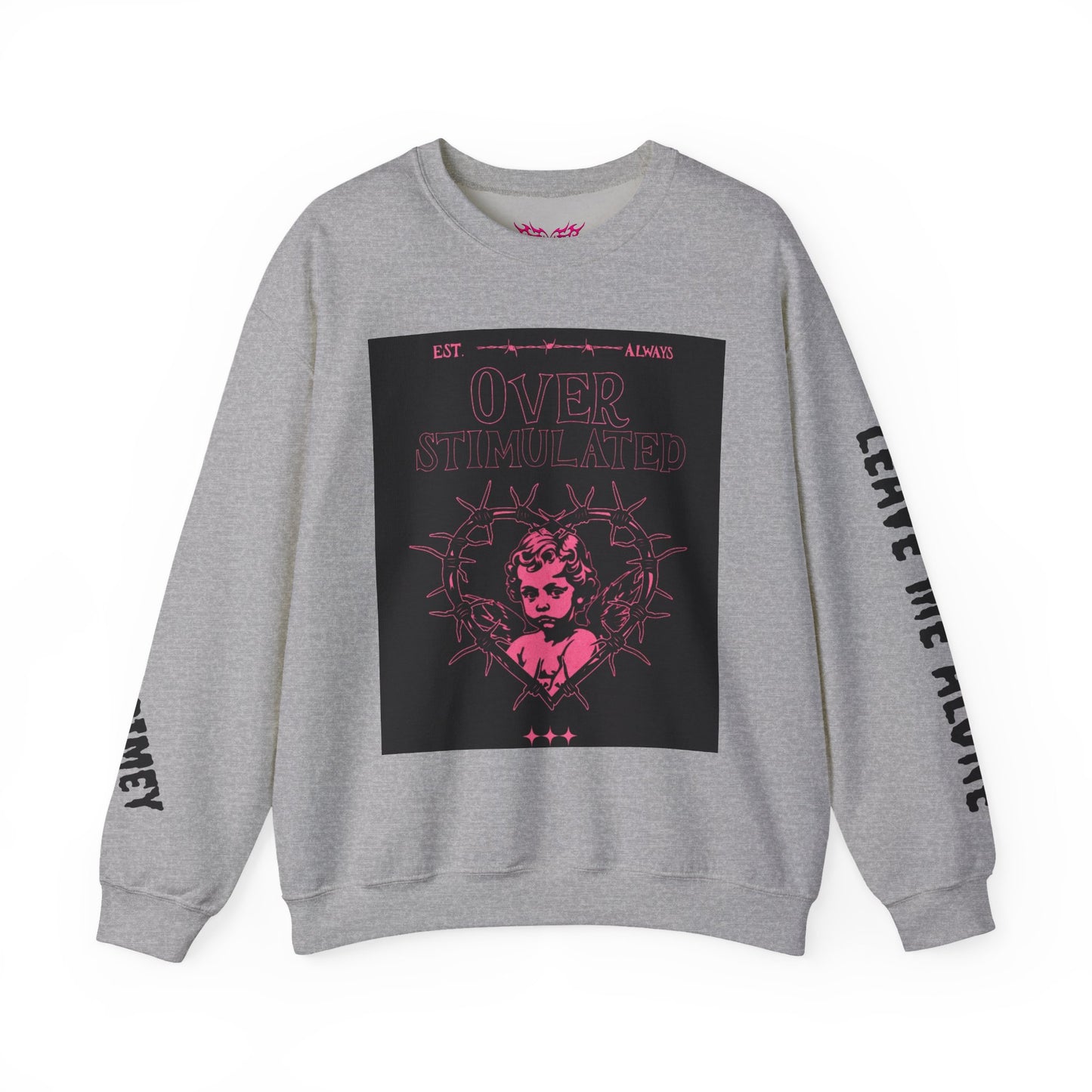 overstimulated  Crewneck Sweatshirt — 'leave me alone' Gothic Rose Design