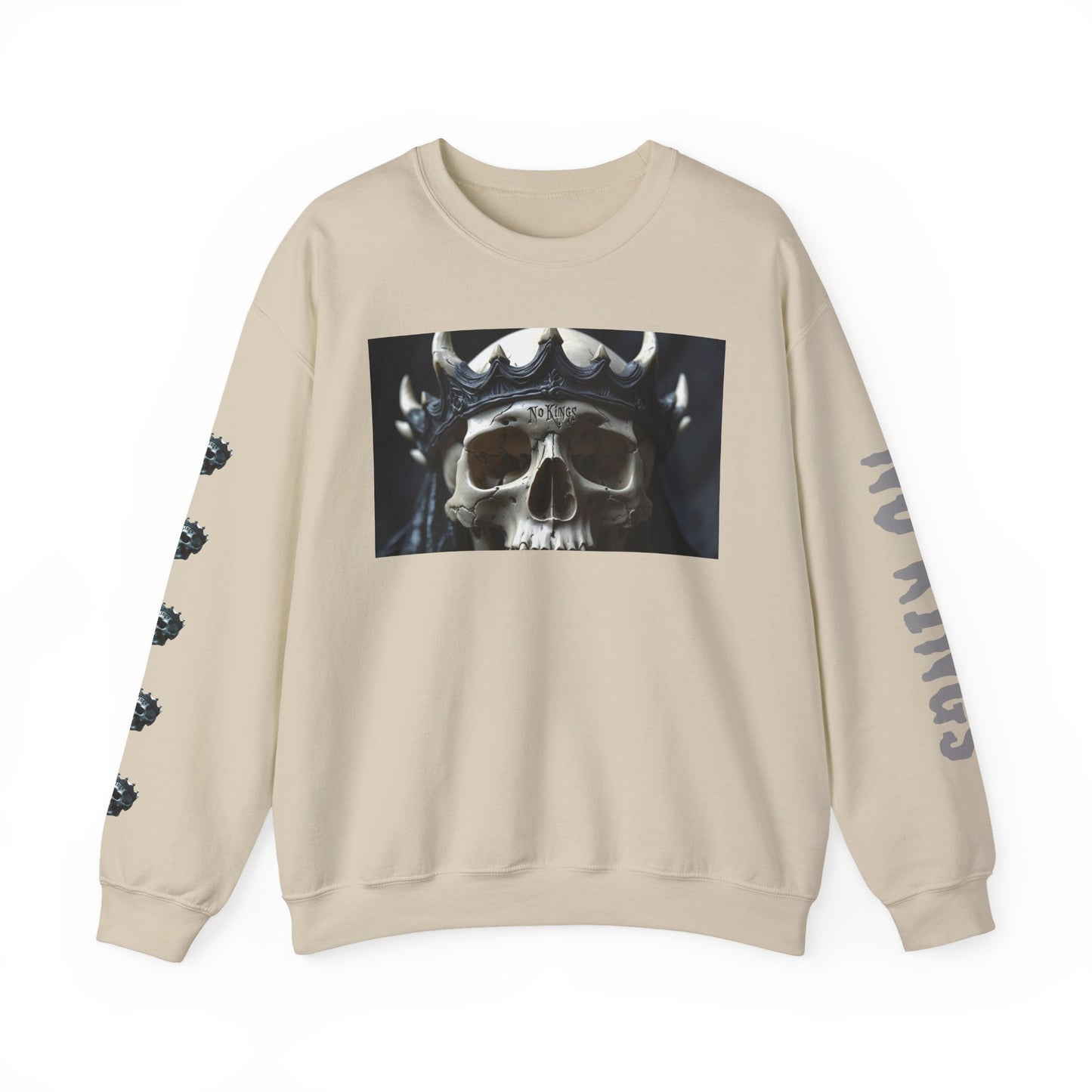 Skull No King's Crewneck Sweatshirt — Gothic Skull Graphic Pullover