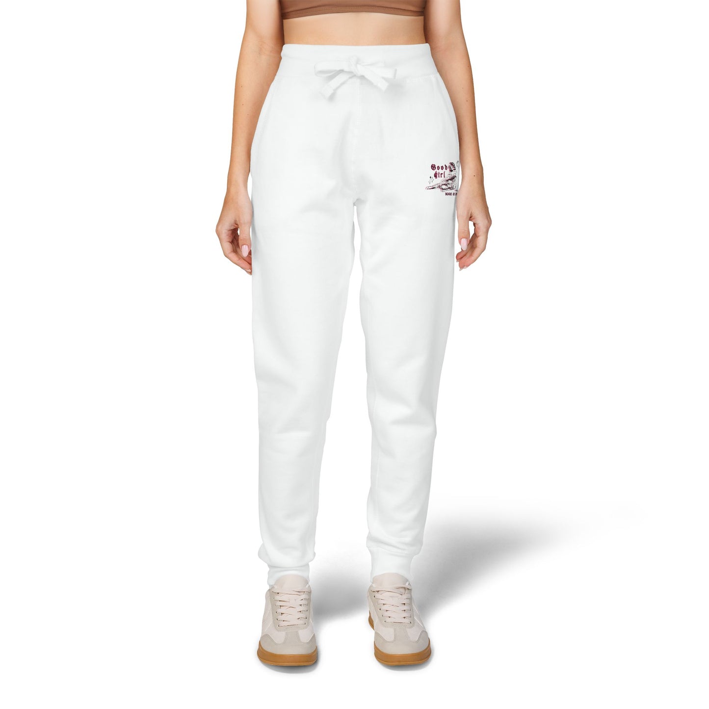 Embroidered Cozy White Fleece Sweatpants — Limited Edition Spicy Book Club l Pocket Design