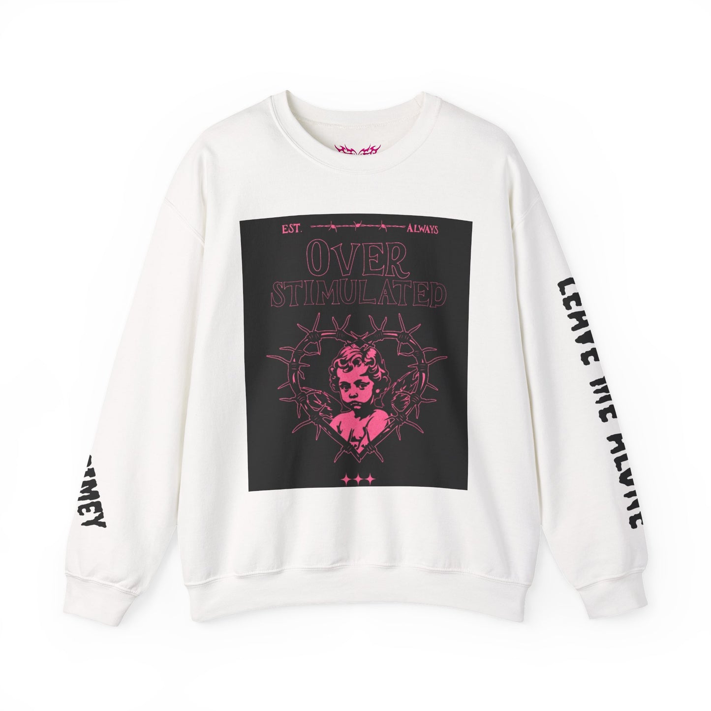 overstimulated  Crewneck Sweatshirt — 'leave me alone' Gothic Rose Design