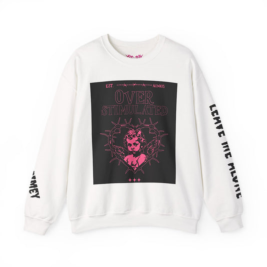 overstimulated  Crewneck Sweatshirt — 'leave me alone' Gothic Rose Design